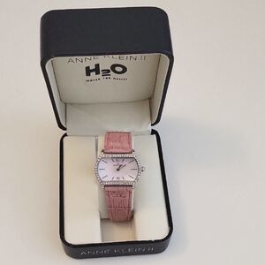 Anne Klein Pink Leather Strap Watch